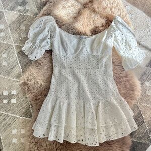 Charo Ruiz Ibiza Balearas White Eyelet Mini Dress White - Sz Medium